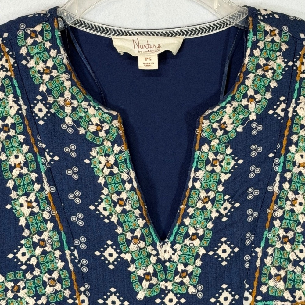 Nurture by Westbound Petites Dress‎ PS Navy Blue Floral Print Long Sleeve Boho
